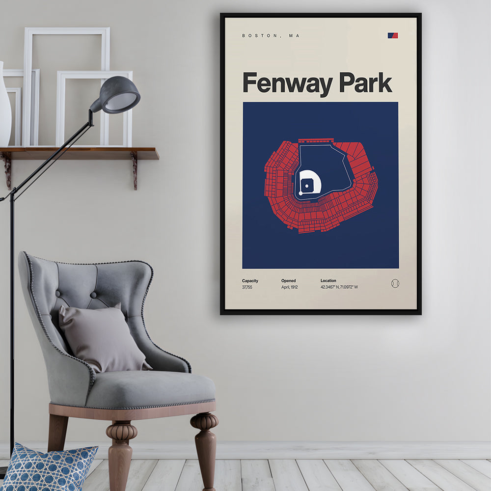 Boston Stadium Print, Fenway Park Stadium Print, Man Cave Gift, Floating Framed Canvas Print Wall Art