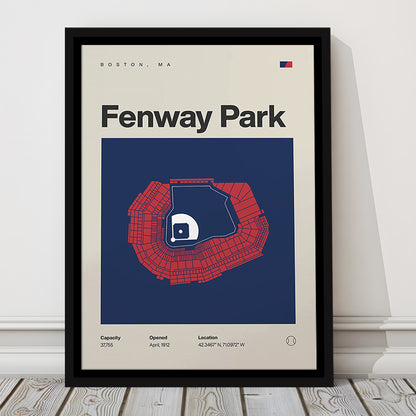 Boston Stadium Print, Fenway Park Stadium Print, Man Cave Gift, Floating Framed Canvas Print Wall Art