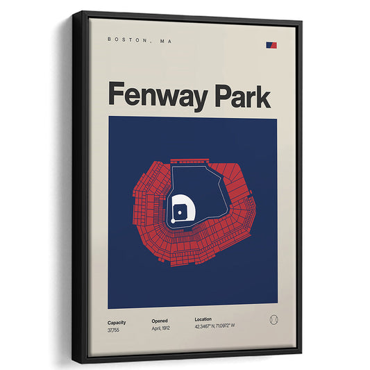 Boston Stadium Print, Fenway Park Stadium Print, Man Cave Gift, Floating Framed Canvas Print Wall Art