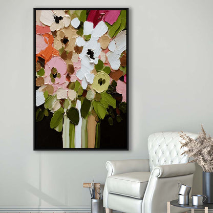 Botanica Flower Wall Art Painting Print, Framed Canvas Print, Floating Frame