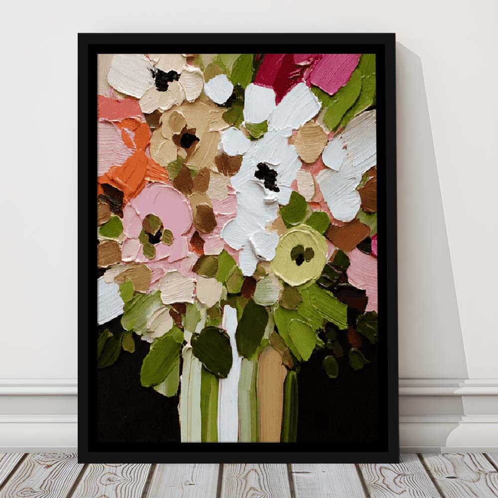 Botanica Flower Wall Art Painting Print, Framed Canvas Print, Floating Frame