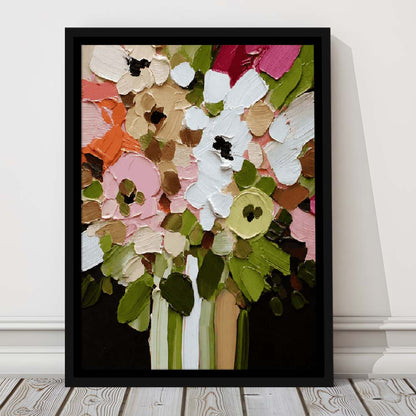 Botanica Flower Wall Art Painting Print, Framed Canvas Print, Floating Frame