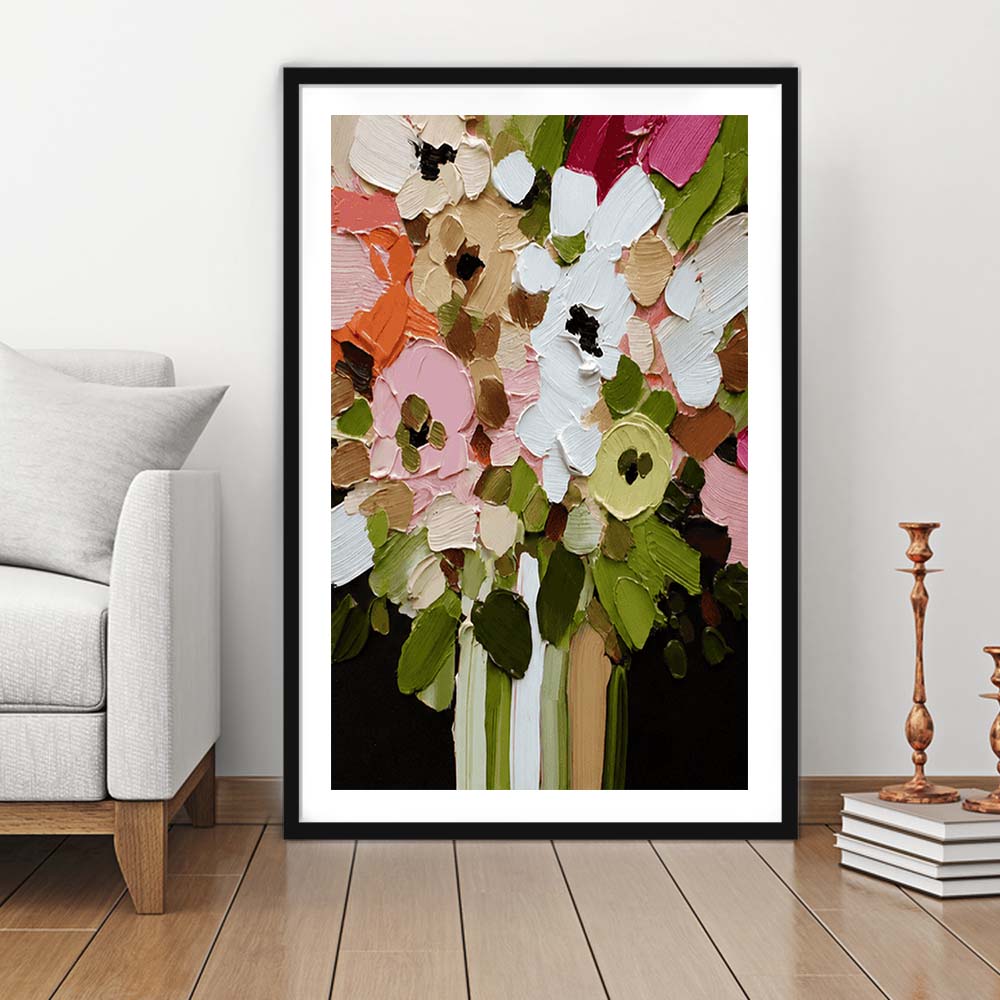 Botanica Flower Wall Art Painting Print, Framed Art Print, White Border