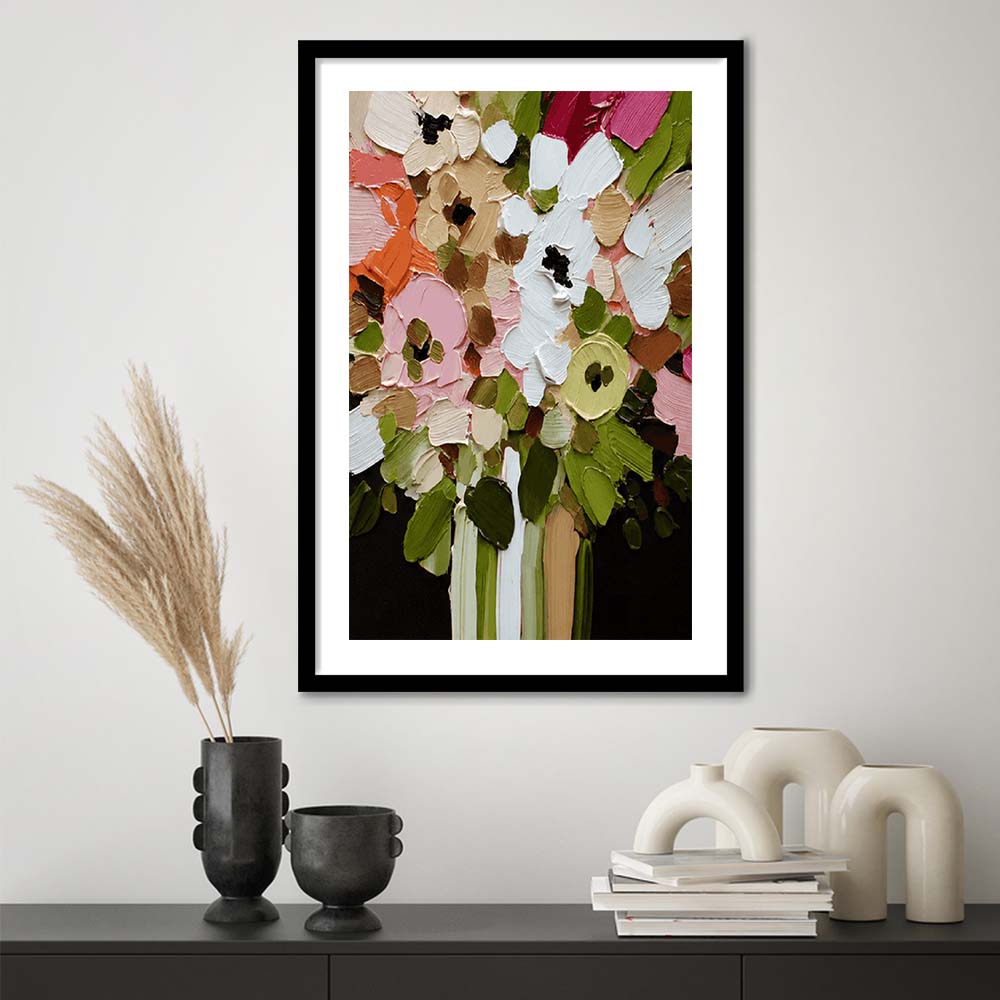 Botanica Flower Wall Art Painting Print, Framed Art Print, White Border