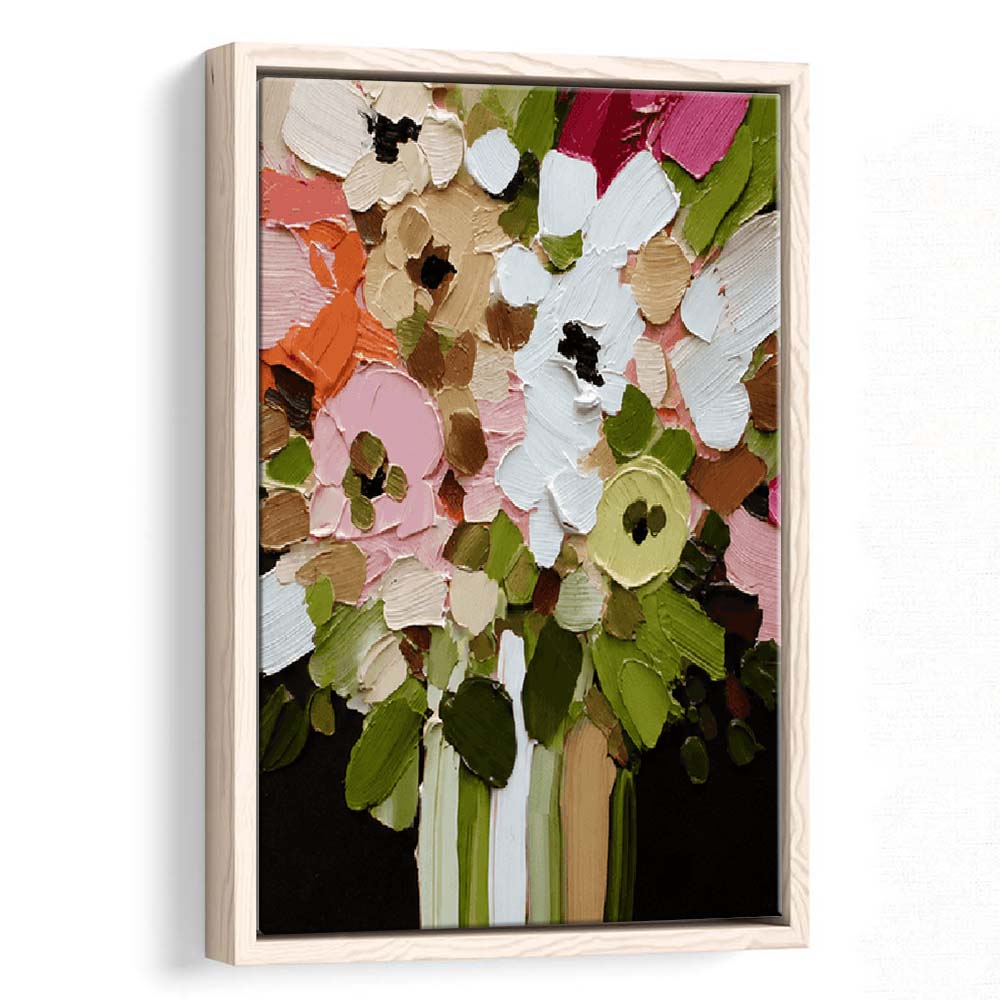 Botanica Flower Wall Art Painting Print, Framed Canvas Print, Floating Frame