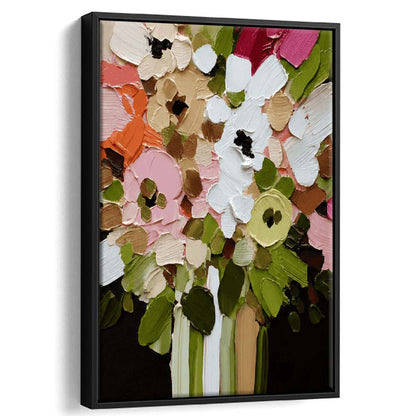 Botanica Flower Wall Art Painting Print, Framed Canvas Print, Floating Frame