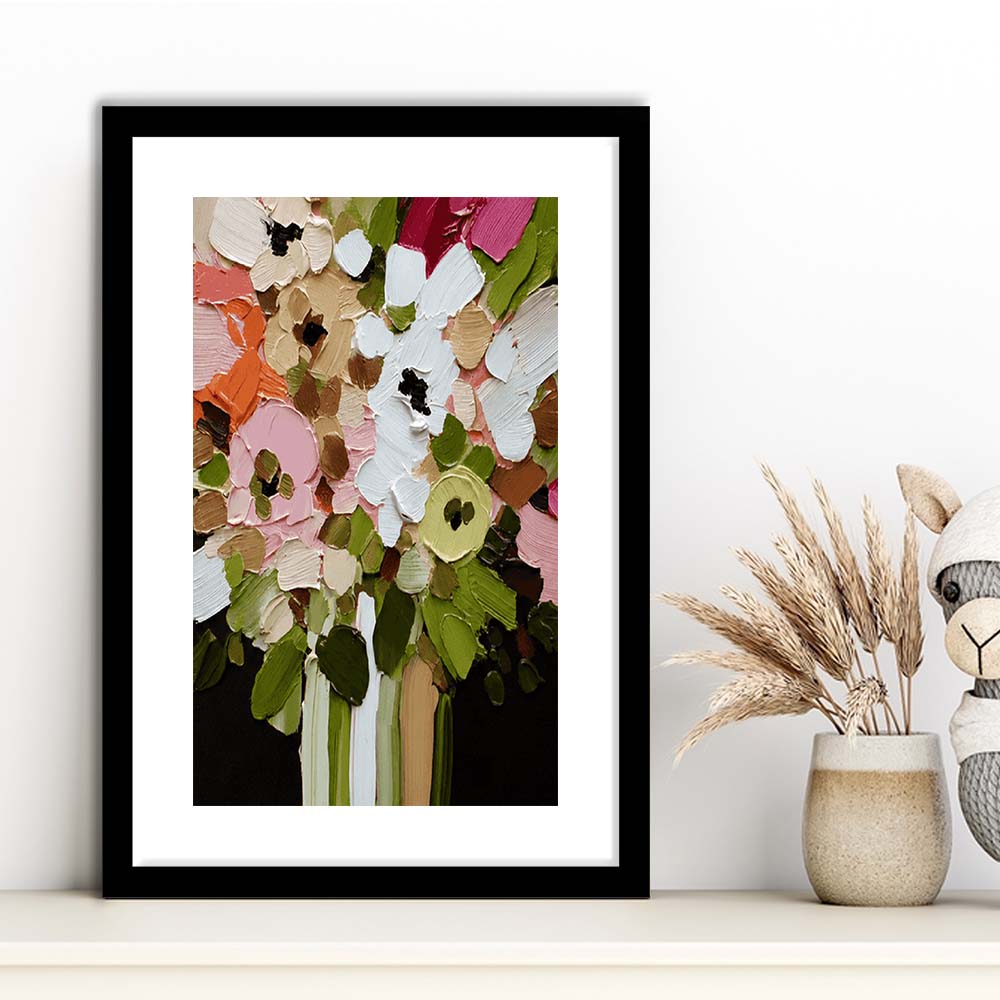 Botanica Flower Wall Art Painting Print, Framed Art Print, White Border