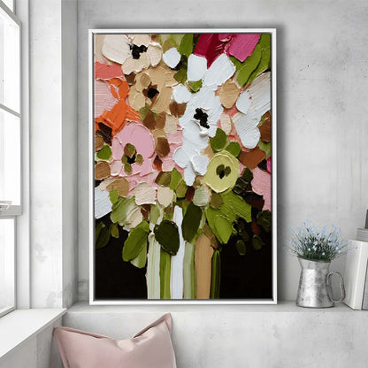 Botanica Flower Wall Art Painting Print, Framed Canvas Print, Floating Frame