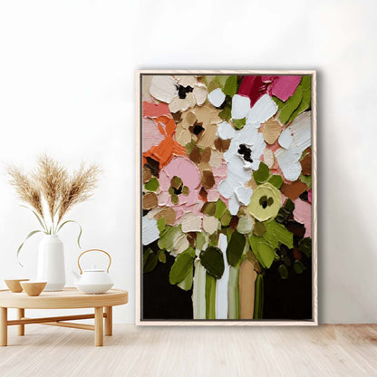 Botanica Flower Wall Art Painting Print, Framed Canvas Print, Floating Frame