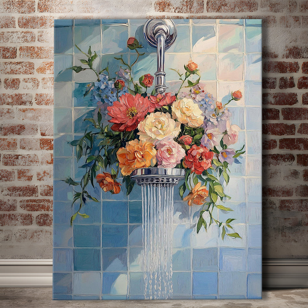 Botanical Bathroom Wall Art Print, Blue Print, Laundry Room Decor, Bathroom Wall Art, Canvas Print, Canvas Decor