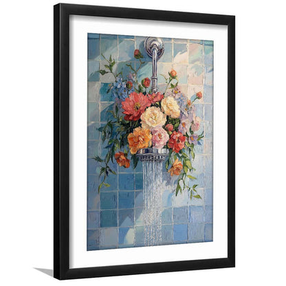 Botanical Bathroom Wall Art Print, Blue Print, Laundry Room Decor, Bathroom Wall Art, Framed Art Print, White Border