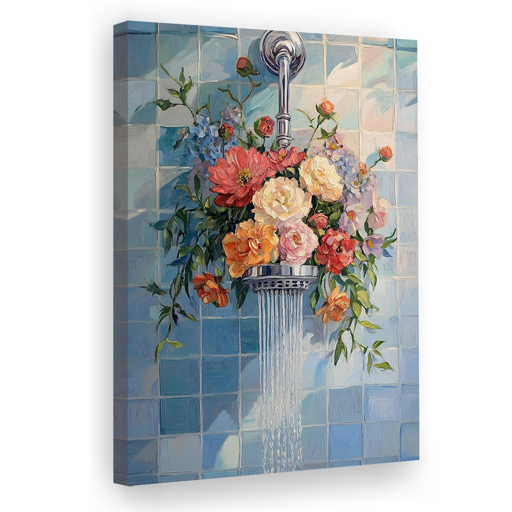 Botanical Bathroom Wall Art Print, Blue Print, Laundry Room Decor, Bathroom Wall Art, Canvas Print, Canvas Decor