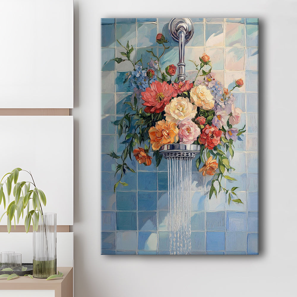 Botanical Bathroom Wall Art Print, Blue Print, Laundry Room Decor, Bathroom Wall Art, Canvas Print, Canvas Decor
