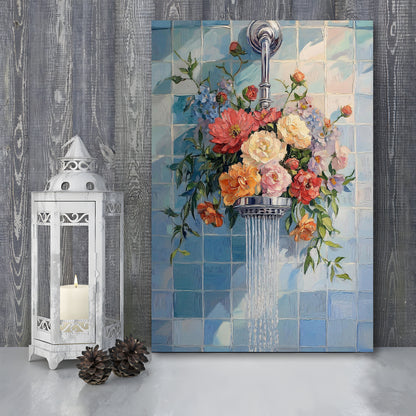 Botanical Bathroom Wall Art Print, Blue Print, Laundry Room Decor, Bathroom Wall Art, Canvas Print, Canvas Decor