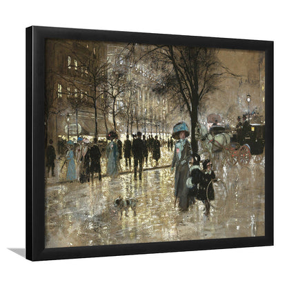 Boulevard In Paris Vintage Art Print Antique Art, Framed Art Print Wall Decor, Picture Framed