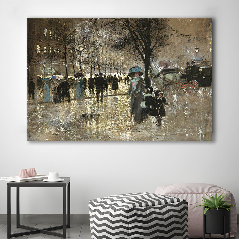 Boulevard In Paris Vintage Art Print Antique Art, Canvas Print Wall Art, Wall Decor, Painting Canvas