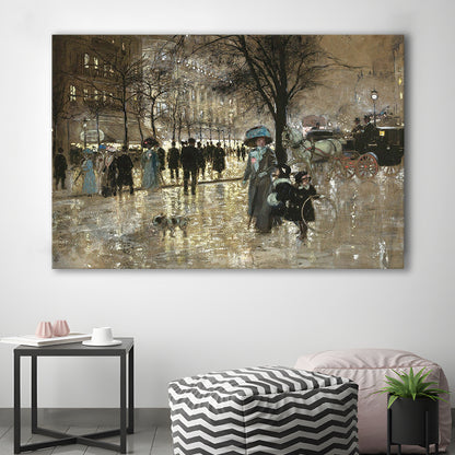 Boulevard In Paris Vintage Art Print Antique Art, Canvas Print Wall Art, Wall Decor, Painting Canvas