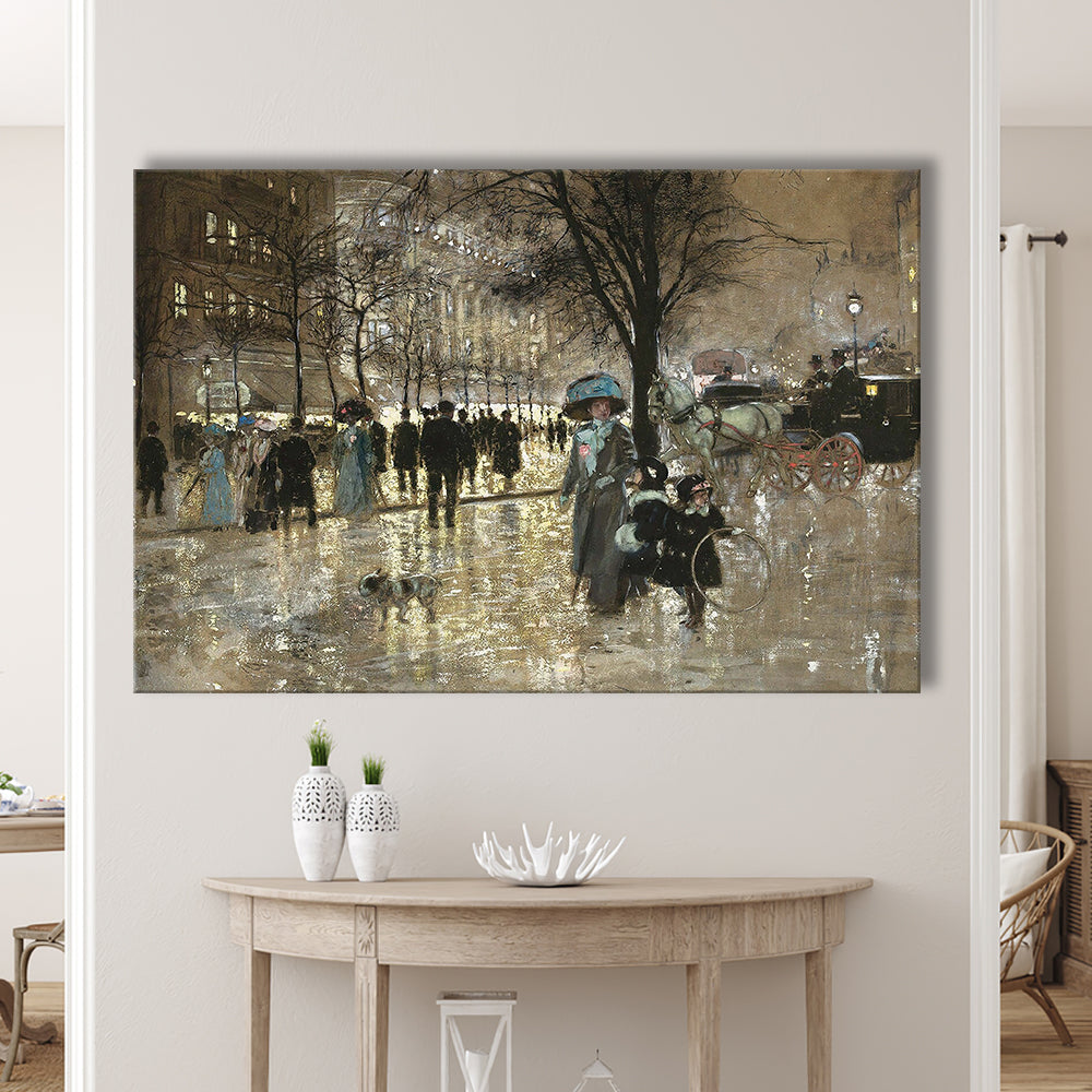 Boulevard In Paris Vintage Art Print Antique Art, Canvas Print Wall Art, Wall Decor, Painting Canvas
