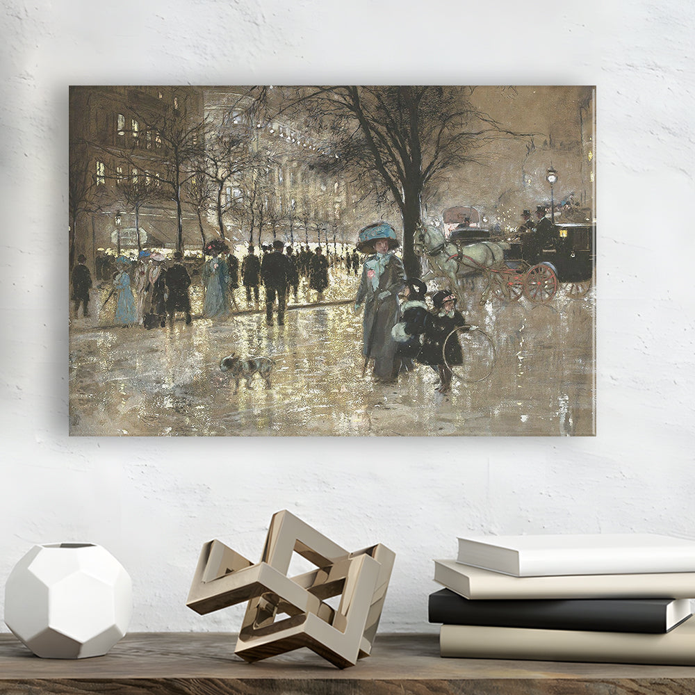 Boulevard In Paris Vintage Art Print Antique Art, Canvas Print Wall Art, Wall Decor, Painting Canvas