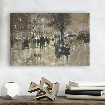 Boulevard In Paris Vintage Art Print Antique Art, Canvas Print Wall Art, Wall Decor, Painting Canvas