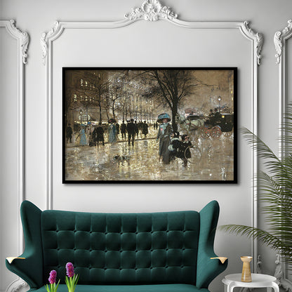 Boulevard In Paris Vintage Art Print Antique Art, Framed Art Print Wall Decor, Picture Framed