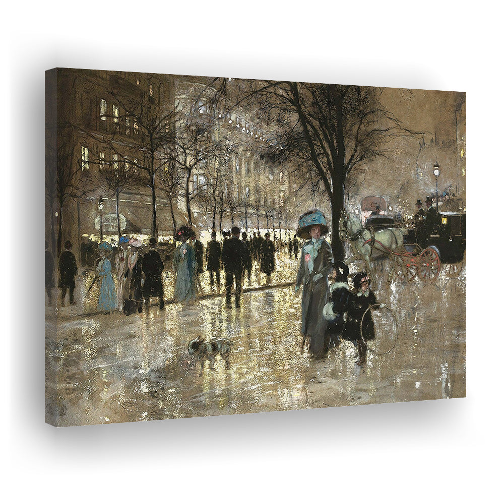 Boulevard In Paris Vintage Art Print Antique Art, Canvas Print Wall Art, Wall Decor, Painting Canvas