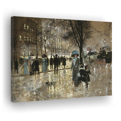 Boulevard In Paris Vintage Art Print Antique Art, Canvas Print Wall Art, Wall Decor, Painting Canvas