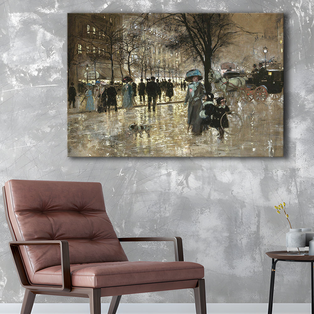 Boulevard In Paris Vintage Art Print Antique Art, Canvas Print Wall Art, Wall Decor, Painting Canvas