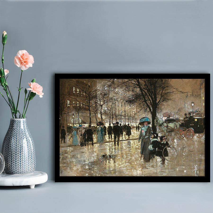 Boulevard In Paris Vintage Art Print Antique Art, Framed Art Print Wall Decor, Picture Framed