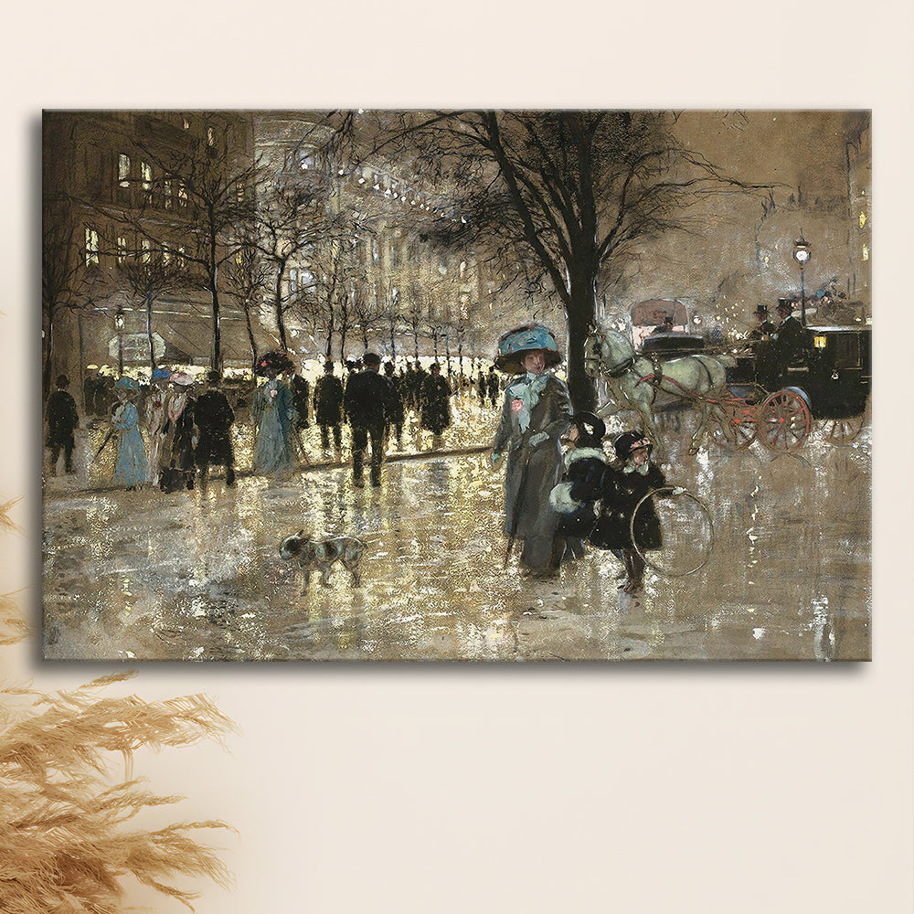Boulevard In Paris Vintage Art Print Antique Art, Canvas Print Wall Art, Wall Decor, Painting Canvas