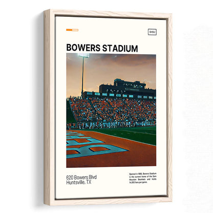 Bowers Stadium Print, Sam Houston Bearkats Stadium Canvas Art, Man Cave Gift, Floating Framed Canvas Print Wall Art