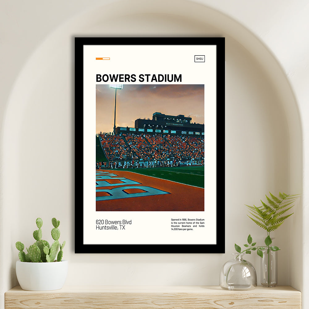 Bowers Stadium Print, Sam Houston Bearkats Stadium Art, Gifts for him, Sport Art, Framed Art Print Wall Decor