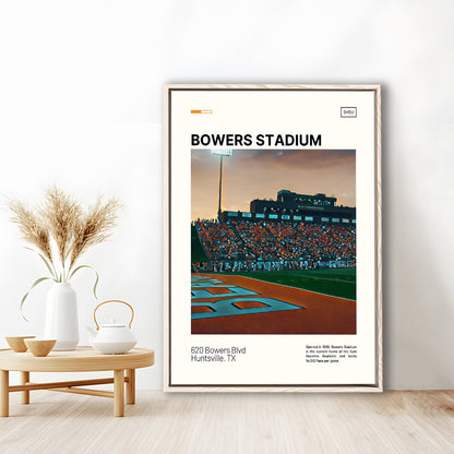 Bowers Stadium Print, Sam Houston Bearkats Stadium Canvas Art, Man Cave Gift, Floating Framed Canvas Print Wall Art