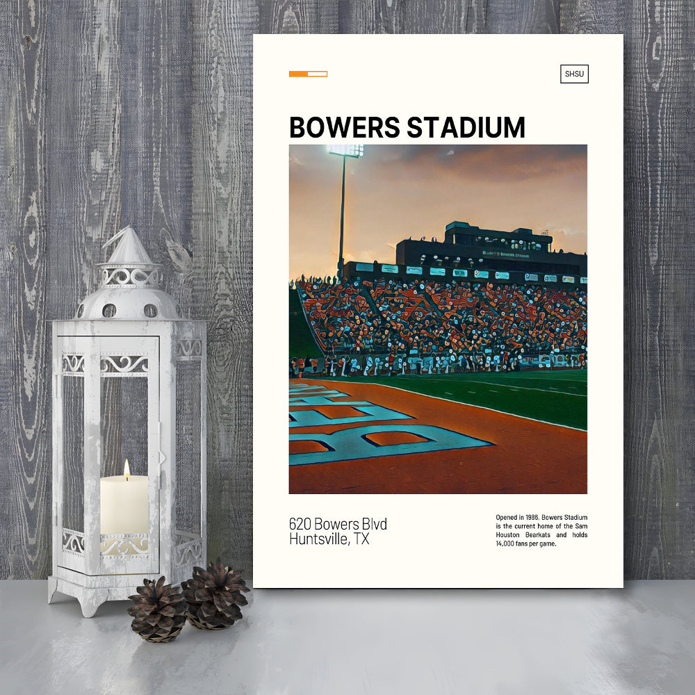 Bowers Stadium Print, Sam Houston Bearkats Stadium Canvas Art, Fan Gifts, Sport Art, Canvas Print Wall Art