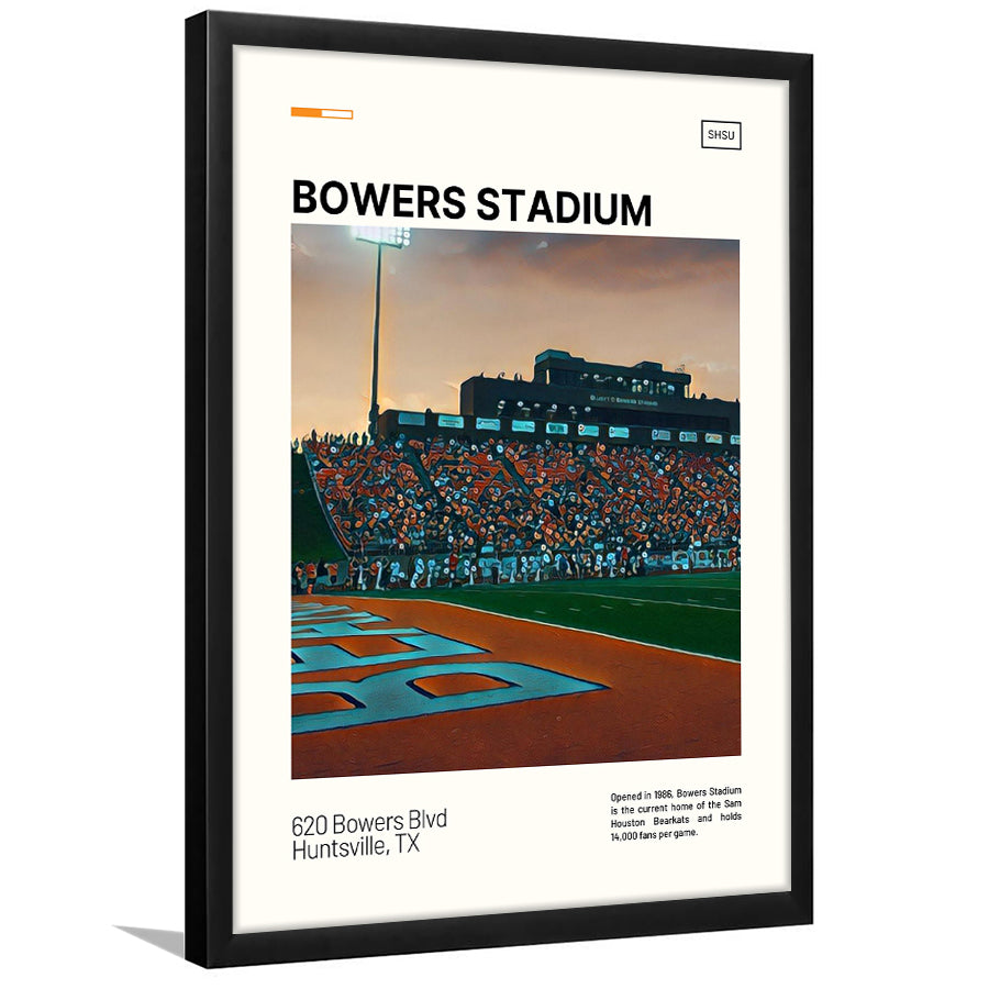 Bowers Stadium Print, Sam Houston Bearkats Stadium Art, Gifts for him, Sport Art, Framed Art Print Wall Decor