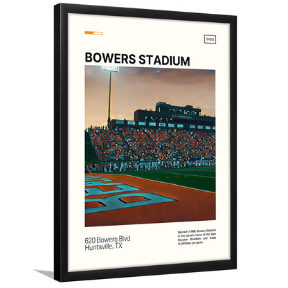 Bowers Stadium Print, Sam Houston Bearkats Stadium Art, Gifts for him, Sport Art, Framed Art Print Wall Decor