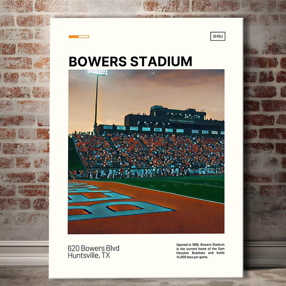 Bowers Stadium Print, Sam Houston Bearkats Stadium Canvas Art, Fan Gifts, Sport Art, Canvas Print Wall Art