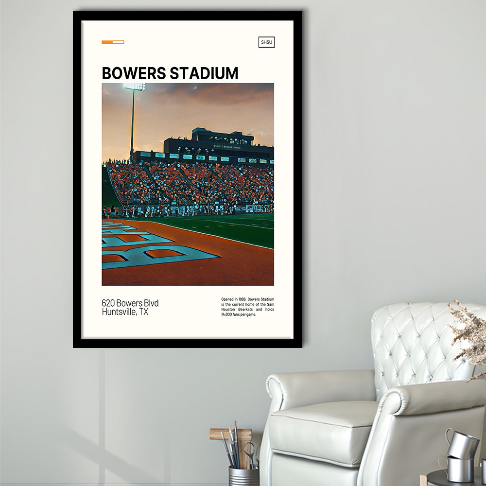 Bowers Stadium Print, Sam Houston Bearkats Stadium Art, Gifts for him, Sport Art, Framed Art Print Wall Decor