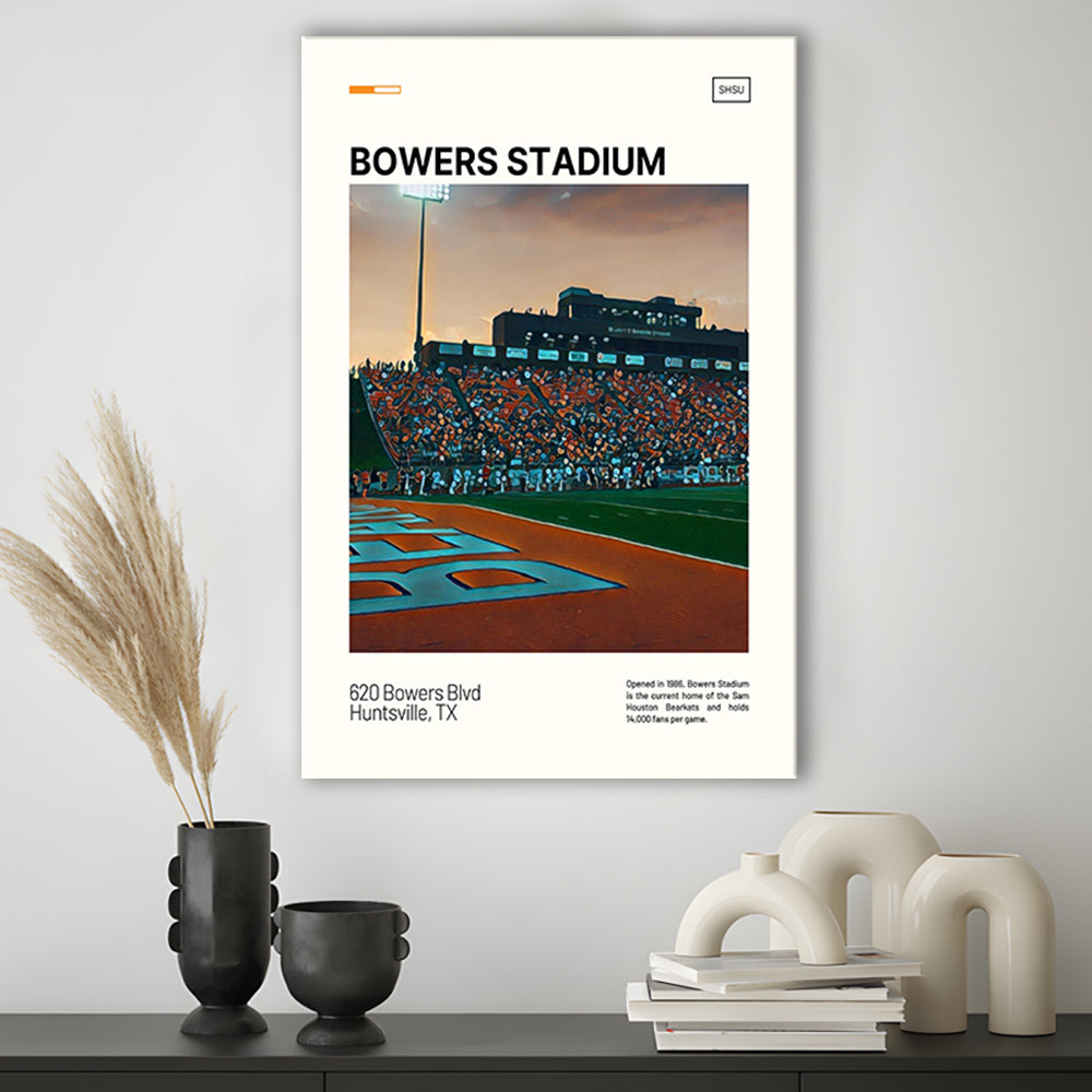 Bowers Stadium Print, Sam Houston Bearkats Stadium Canvas Art, Fan Gifts, Sport Art, Canvas Print Wall Art