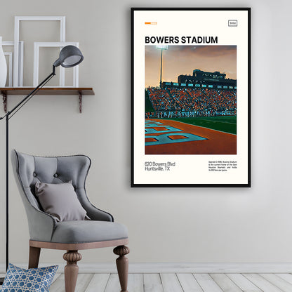 Bowers Stadium Print, Sam Houston Bearkats Stadium Canvas Art, Man Cave Gift, Floating Framed Canvas Print Wall Art