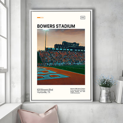 Bowers Stadium Print, Sam Houston Bearkats Stadium Canvas Art, Man Cave Gift, Floating Framed Canvas Print Wall Art