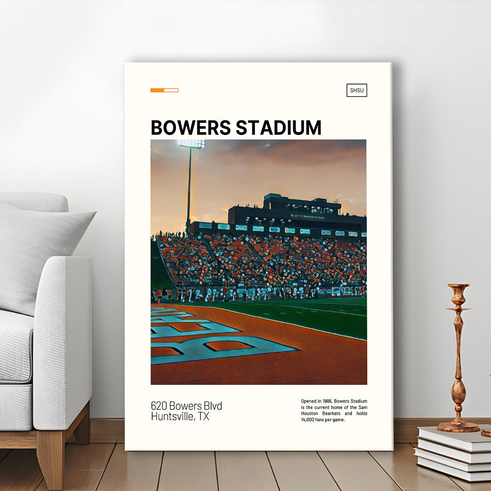 Bowers Stadium Print, Sam Houston Bearkats Stadium Canvas Art, Fan Gifts, Sport Art, Canvas Print Wall Art