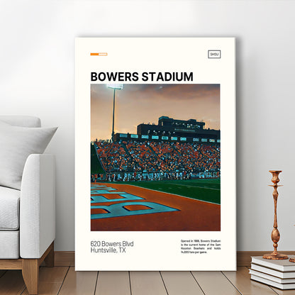 Bowers Stadium Print, Sam Houston Bearkats Stadium Canvas Art, Fan Gifts, Sport Art, Canvas Print Wall Art