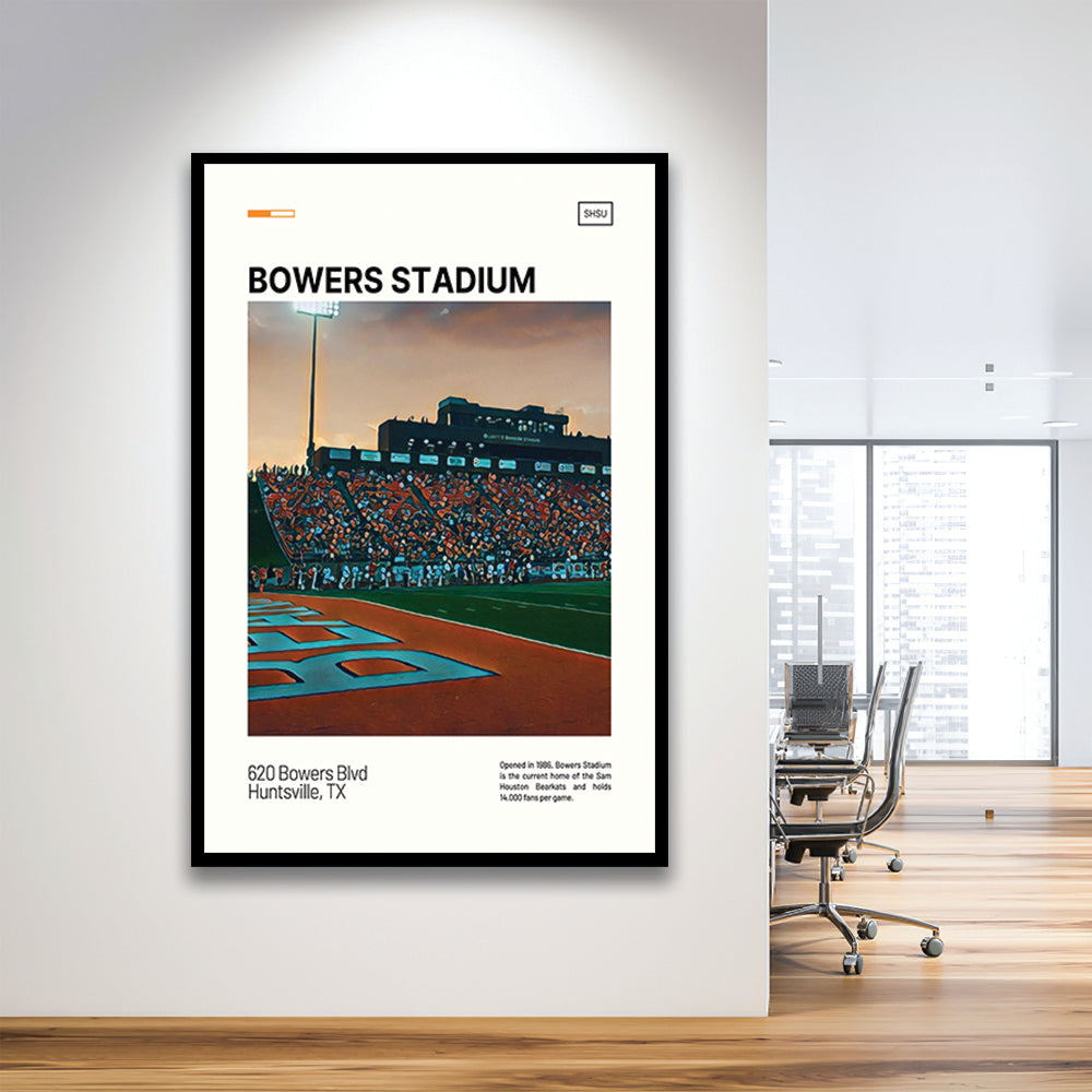 Bowers Stadium Print, Sam Houston Bearkats Stadium Art, Gifts for him, Sport Art, Framed Art Print Wall Decor