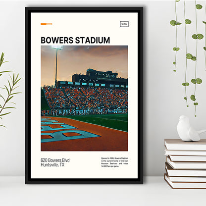 Bowers Stadium Print, Sam Houston Bearkats Stadium Canvas Art, Man Cave Gift, Floating Framed Canvas Print Wall Art