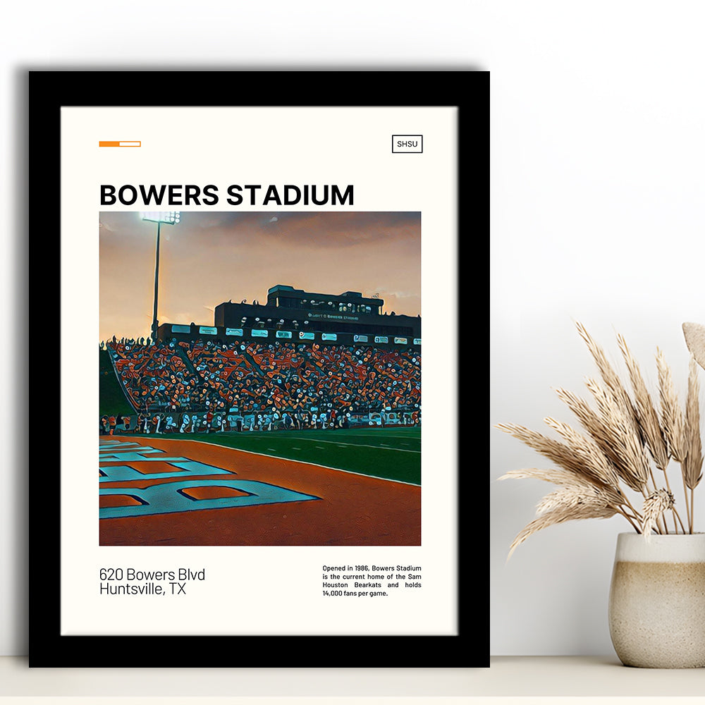 Bowers Stadium Print, Sam Houston Bearkats Stadium Art, Gifts for him, Sport Art, Framed Art Print Wall Decor
