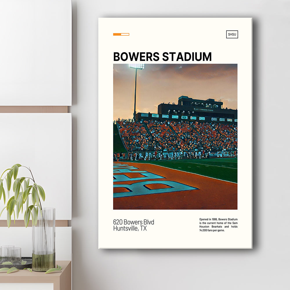 Bowers Stadium Print, Sam Houston Bearkats Stadium Canvas Art, Fan Gifts, Sport Art, Canvas Print Wall Art