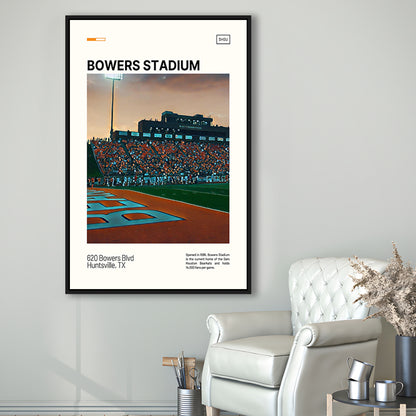 Bowers Stadium Print, Sam Houston Bearkats Stadium Canvas Art, Man Cave Gift, Floating Framed Canvas Print Wall Art