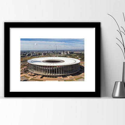Brasilia Stadium, Stadium Canvas, Sport Art, Gift for him, White Border Framed Art Print Wall Decor