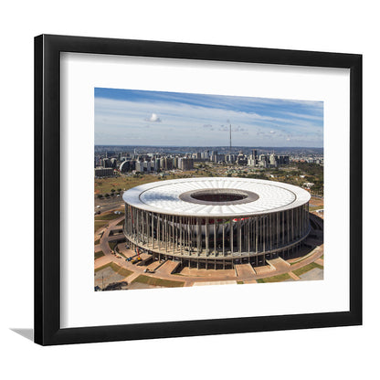 Brasilia Stadium, Stadium Canvas, Sport Art, Gift for him, White Border Framed Art Print Wall Decor